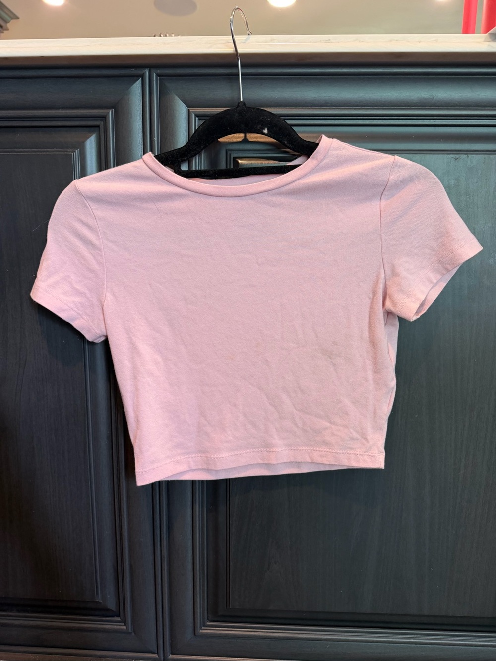 wild fable Light Pink Cropped Crew Neck Tee